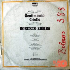 Disco de Vinilo Roberto Zumba - Sentimiento Criollo Vinyl Record