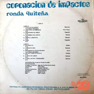 Disco de Vinilo Conjunto Ronda Quiteña - Coronación De Impactos Vinyl Record