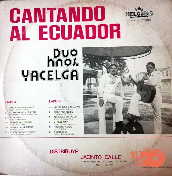 Disco de Vinilo Hermanos Yacelga - Cantando Al Ecuador Vinyl Record