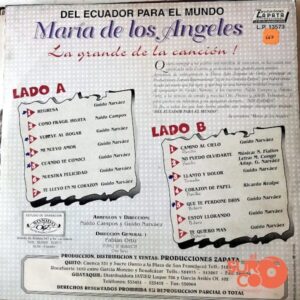 Disco de Vinilo María De Los Ángeles - Del Ecuador Para El Mundo Vinyl Record