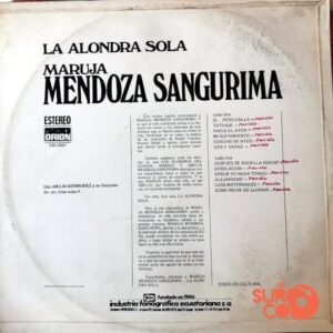 Disco de Vinilo Maruja Mendoza   - La Alondra Sola Vinyl Record