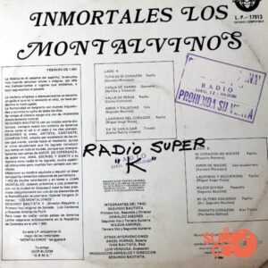 Disco de Vinilo Los Montalvinos - Inmortales Vinyl Record