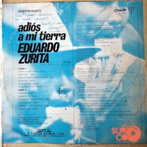 Disco de Vinilo Eduardo Zurita - Adios A Mi Tierra Vinyl Record