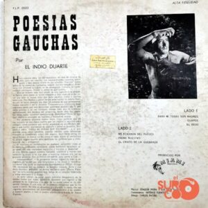 Disco de Vinilo El Indio Duarte - Poesías Gauchas Vinyl Record