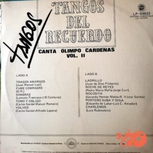 Disco de Vinilo Olimpo Cárdenas - Tangos Del Recuerdo Vinyl Record