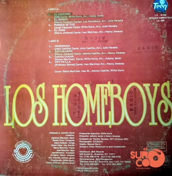 Disco de Vinilo Los Homeboys - Hip Hop Merengue Vinyl Record