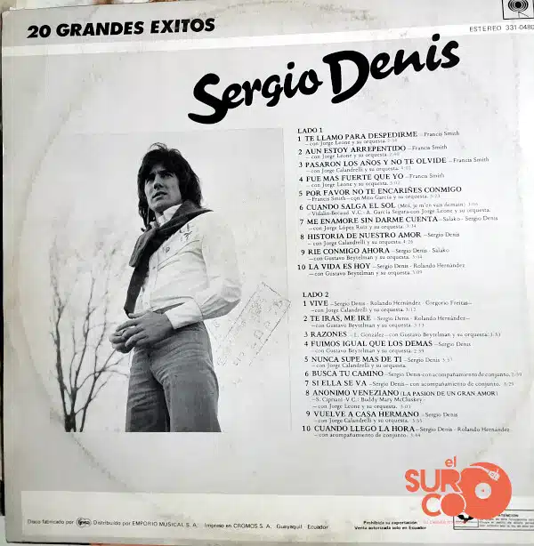 Disco de Vinilo Sergio Denis - 20 Grandes Éxitos Vinyl Record