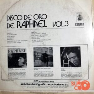 Disco de Vinilo Raphael - El Disco De Oro De Raphael Vol.3 Vinyl Record