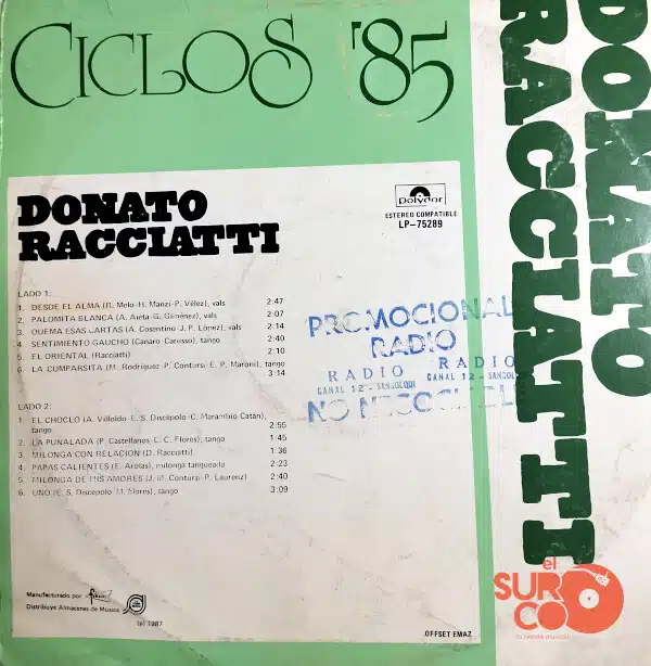 Disco de Vinilo Donato Racciatti - Ciclos ‘85 Vinyl Record