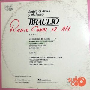 Disco de Vinilo Braulio - Entre El Amor Y El Deseo Vinyl Record