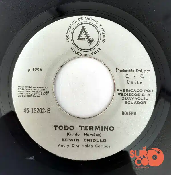 Disco de Vinilo Edwin Criollo - Si Te Vas / Todo Terminó Vinyl Record