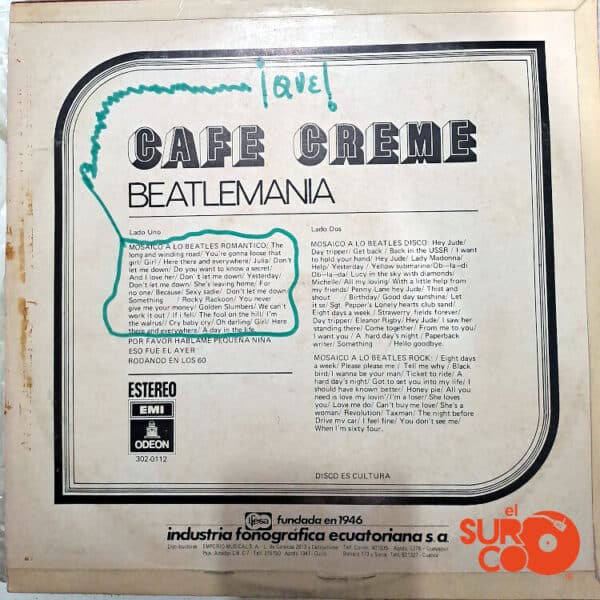 Disco de Vinilo Cafe Creme - Beatlemania Vinyl Record