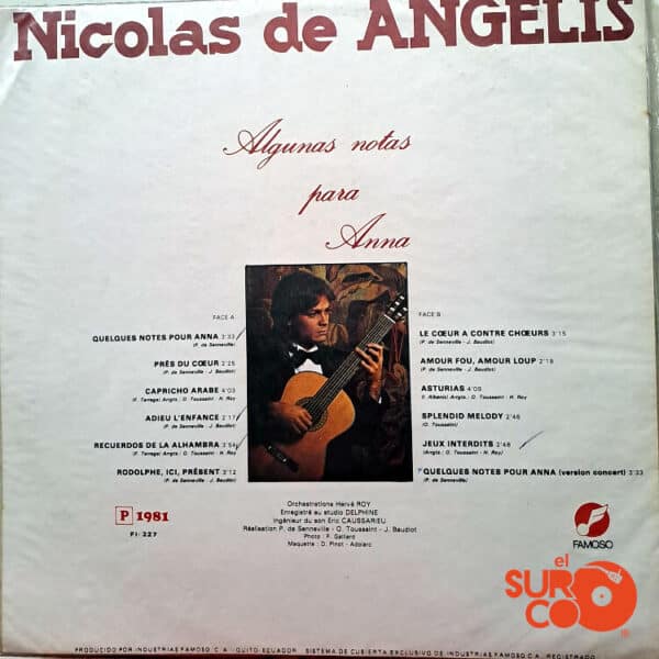 Disco de Vinilo Nicolás De Angelis - Quelques Notes Pour Anna Vinyl Record