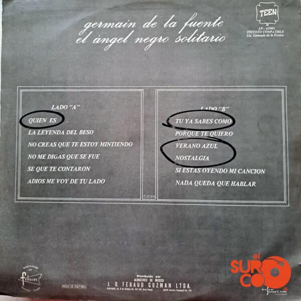 Disco de Vinilo Germain De La Fuente - El Ángel Negro Solitario Vinyl Record