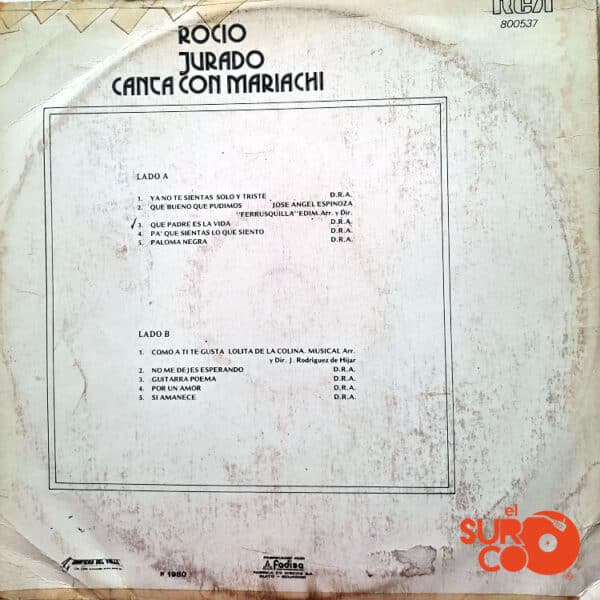 Disco de Vinilo Rocío Jurado - Rocío Jurado Canta Con Mariachi Vinyl Record