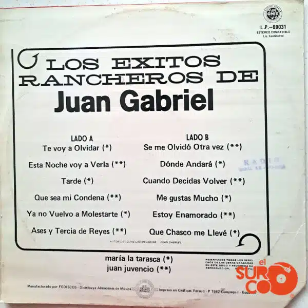 Disco de Vinilo María La Tarascal - Los Éxitos Rancheros De Juan Gabriel Vinyl Record
