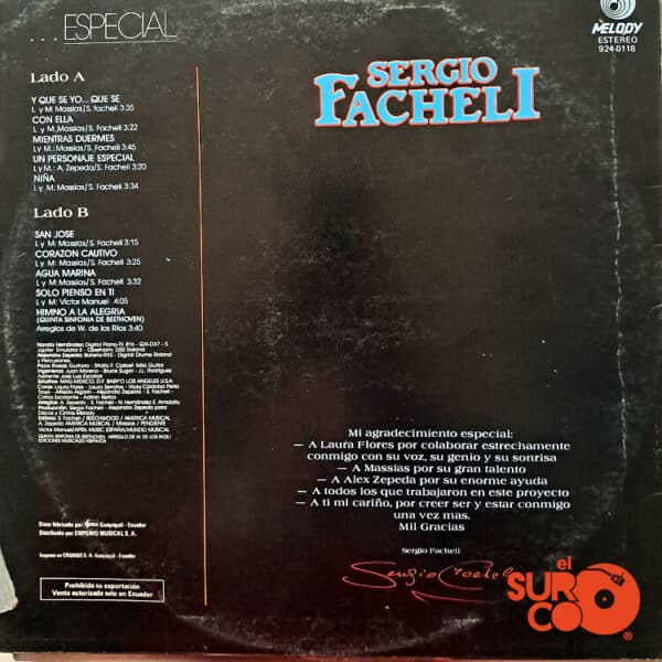 Disco de Vinilo Sergio Facheli - Un Personaje… Especial Vinyl Record