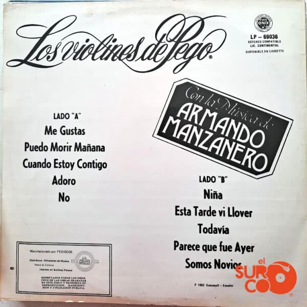 Disco de Vinilo Armando Manzanero - Los Violines De Pego Interpretan A Manzanero Vinyl Record