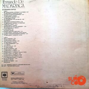 Disco de Vinilo Fernando De Madariaga - 20 Grandes Éxitos Vinyl Record