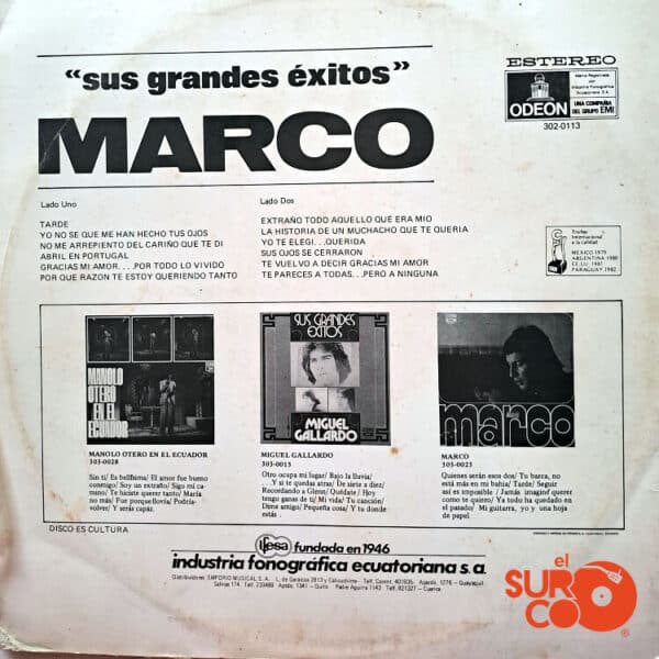 Disco de Vinilo Marco - Sus Grandes Éxitos… Marco Vinyl Record