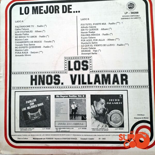 Disco de Vinilo Los Hermanos Villamar - Lo Mejor De Los Hermanos Villamar Vinyl Record