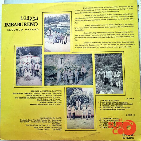Disco de Vinilo Segundo Urbano L. - Súper Imbabureño Vinyl Record