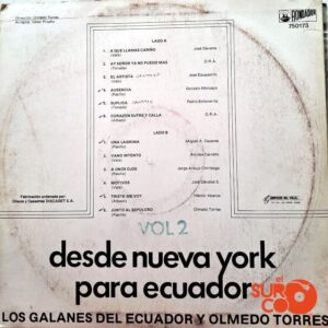 Disco de Vinilo Los Galanes Del Ecuador - Desde Nueva York Para Ecuador Vinyl Record