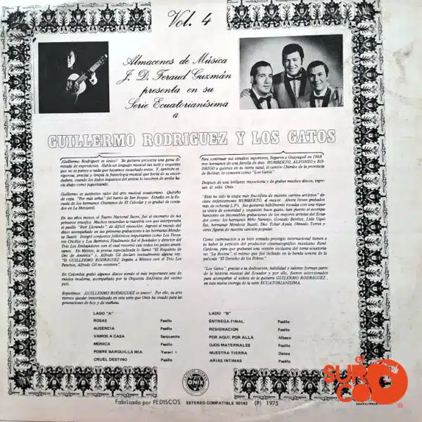 Disco de Vinilo Guillermo Rodríguez Y Los Gatos - Serie Ecuatorianísima Vol. 4 Vinyl Record