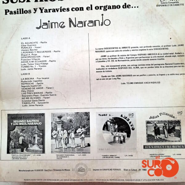 Disco de Vinilo Jaime Naranjo - Suspiros Del Alma Vinyl Record