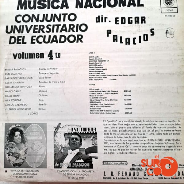 Disco de Vinilo Conjunto Universitario Del Ecuador - Música Nacional Vol. 4 Vinyl Record
