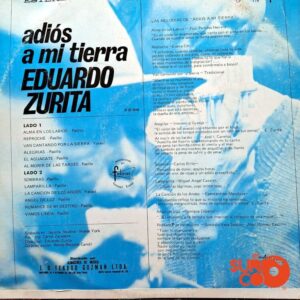Disco de Vinilo Eduardo Zurita - Adiós A Mi Tierra Vinyl Record