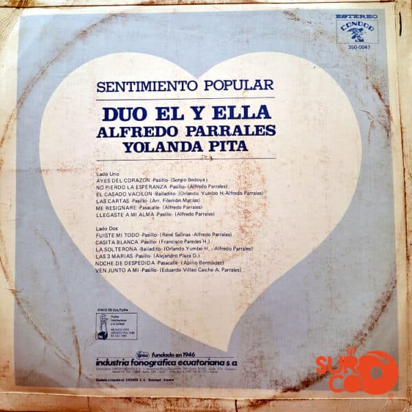 Disco de Vinilo Alfredo Parrales - Sentimiento Popular Vinyl Record