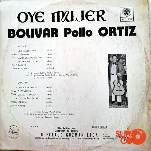 Disco de Vinilo Bolívar Ortiz - Oye Mujer Vinyl Record
