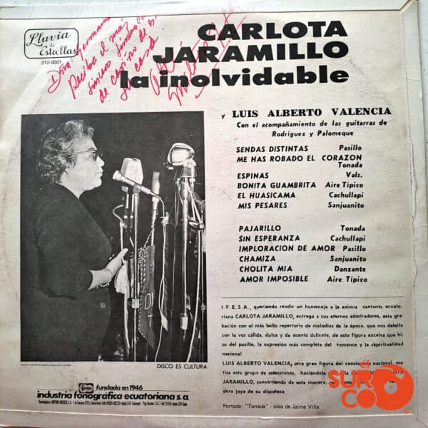 Disco de Vinilo Carlota Jaramillo - Inolvidables Vinyl Record