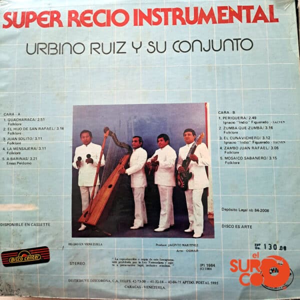 Disco de Vinilo Urbino Ruiz Y Su Conjunto - Súper Recio Instrumental Vinyl Record