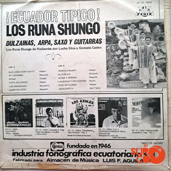 Disco de Vinilo Los Runa Shungo - Ecuador Típico Vinyl Record