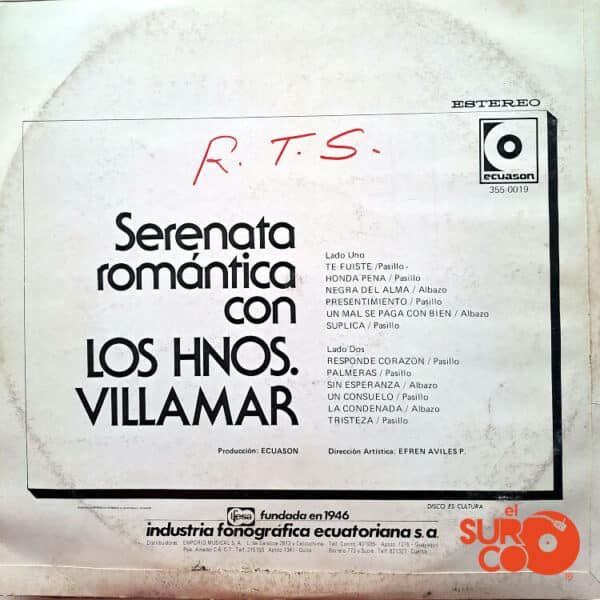 Disco de Vinilo Los Hermanos Villamar - Serenata Romántica Vinyl Record