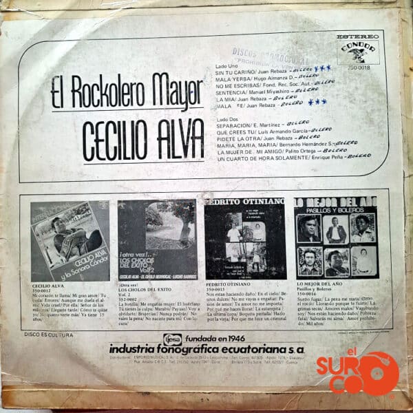 Disco de Vinilo Cecilio Alva - El Rockolero Mayor Vinyl Record