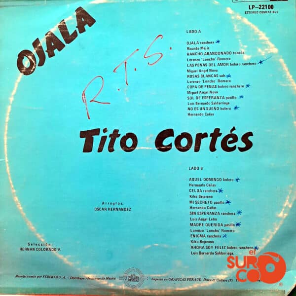 Disco de Vinilo Tito Cortés - Ojalá Vinyl Record