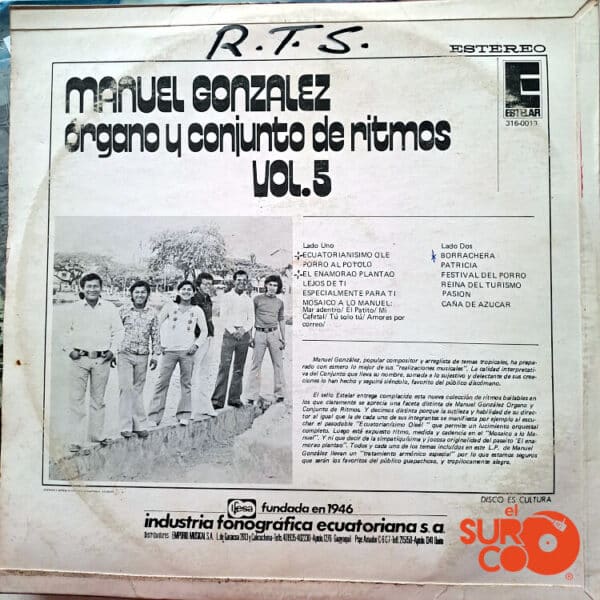 Disco de Vinilo Manuel González - Órgano Y Conjunto De Ritmos Vinyl Record