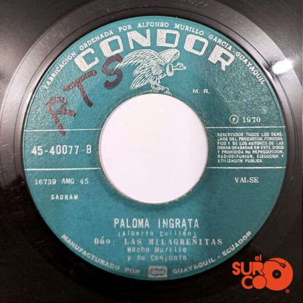 Disco de Vinilo Dúo Las Milagreñitas - Adiós Mi Vida / Paloma Ingrata Vinyl Record