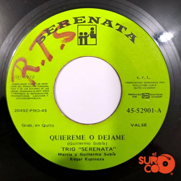 Disco de Vinilo Trío Serenata - Quiéreme O Déjame / Si No Regresas Vinyl Record