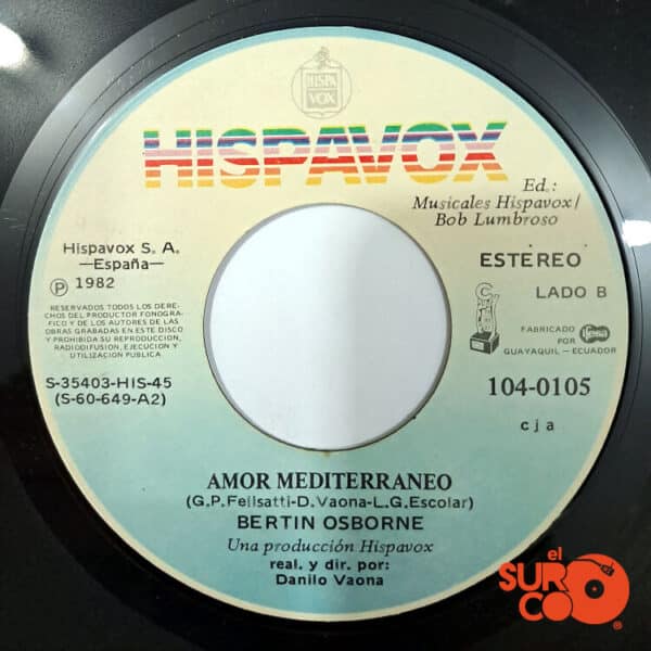 Disco de Vinilo Bertin Osborne - Tu, Solo Tu / Amor Mediterraneo Vinyl Record