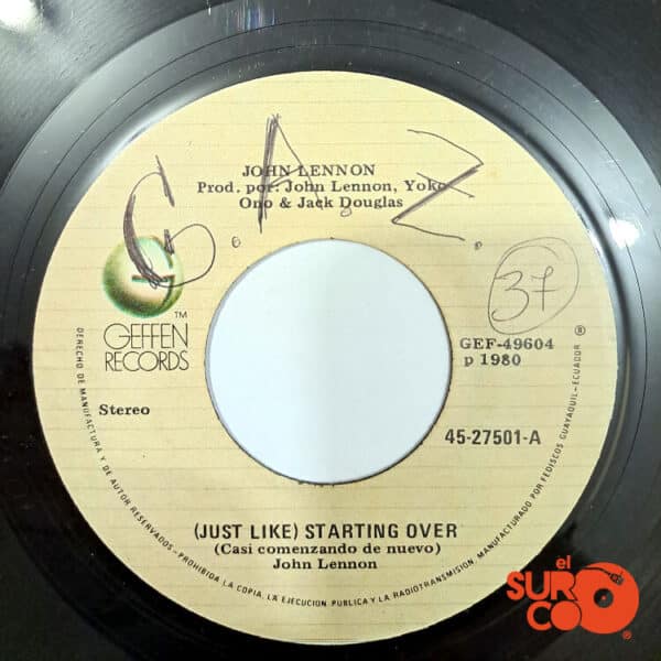 Disco de Vinilo John Lennon - (Just Like) Starting Over / Kiss Kiss Kiss Vinyl Record