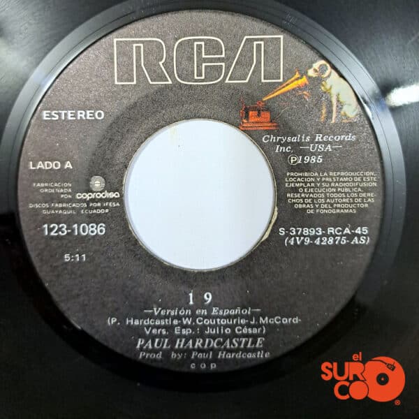 Disco de Vinilo Paul Hardcastle - 19 (Versión Español) / 19 (Versión Inglés) Vinyl Record