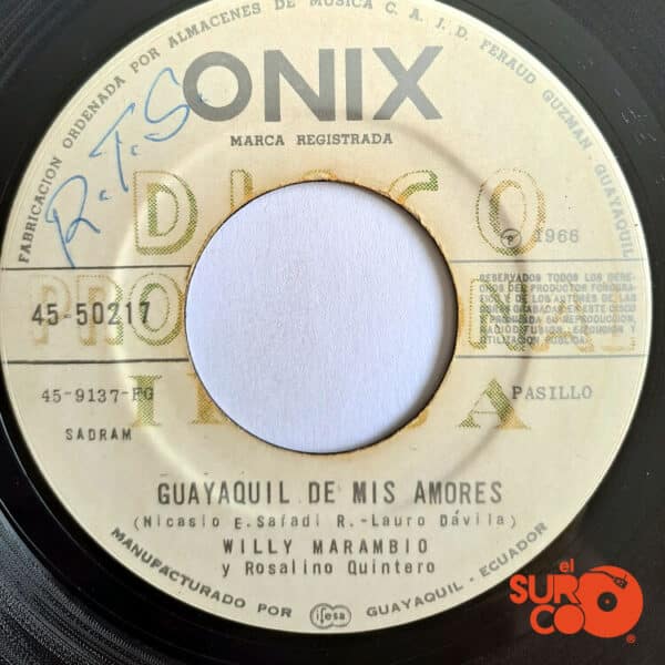 Disco de Vinilo Willy Marambio - Vasija De Barro / Guayaquil De Mis Amores (Promocional) Vinyl Record