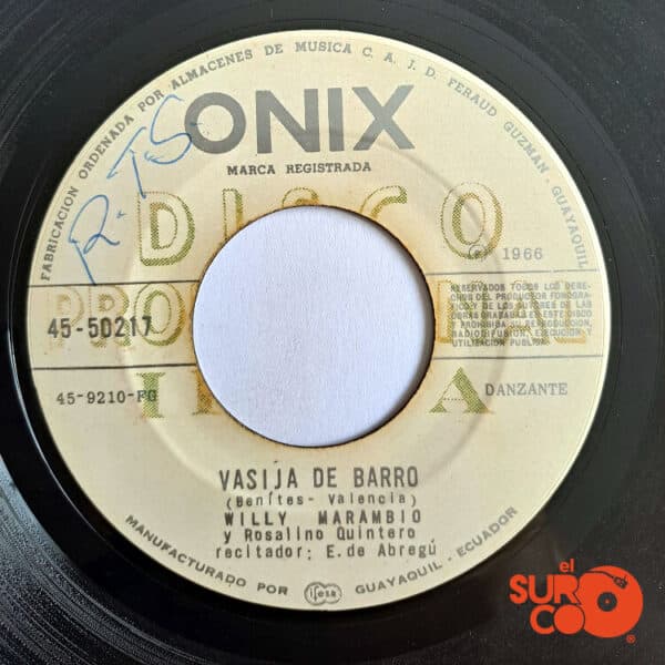 Disco de Vinilo Willy Marambio - Vasija De Barro / Guayaquil De Mis Amores (Promocional) Vinyl Record