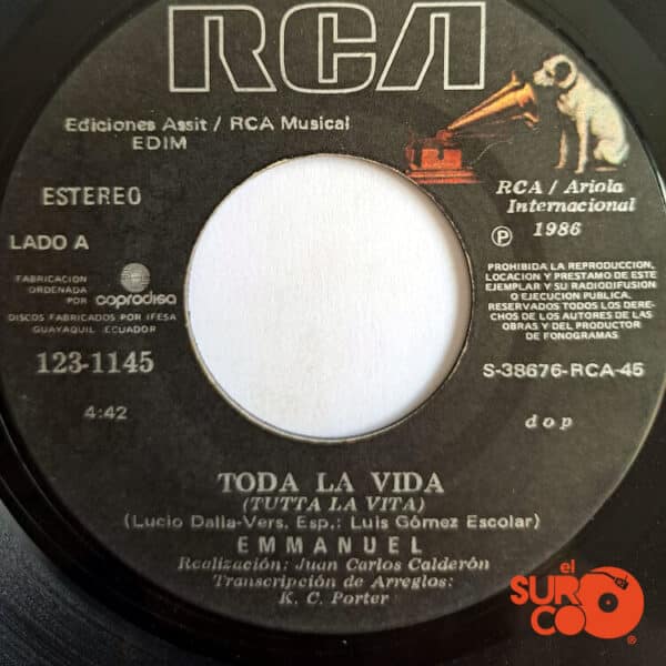 Disco de Vinilo Emmanuel - Toda La Vida / Que Largo Fin De Semana Vinyl Record