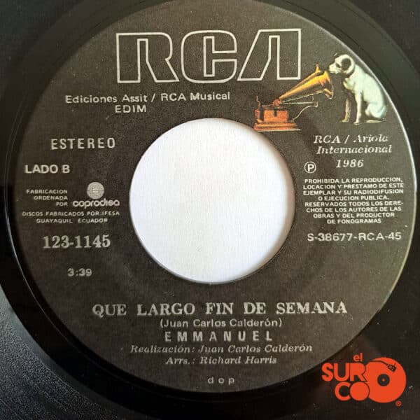 Disco de Vinilo Emmanuel - Toda La Vida / Que Largo Fin De Semana Vinyl Record
