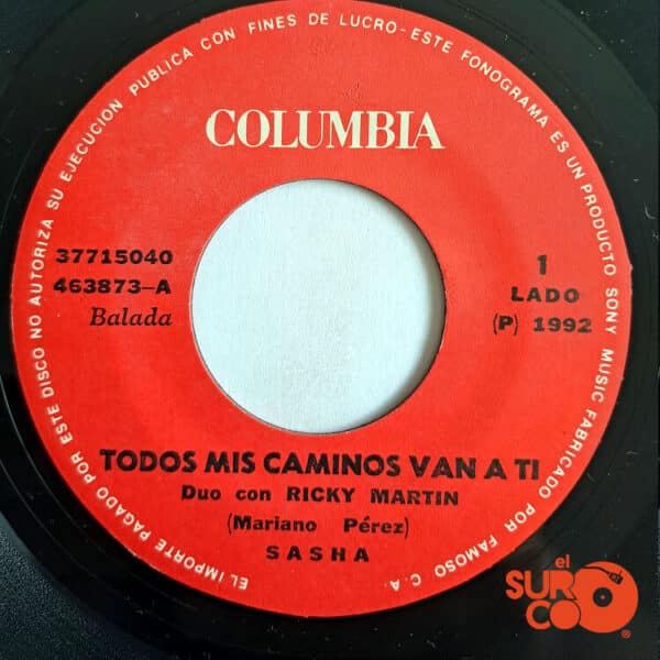 Disco de Vinilo Sasha - Todos Mis Caminos Van A Ti / Siento Vinyl Record